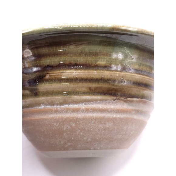 Handmade Ceramic Bowl With Green & Turquoise Glaze Perfect For Snacks Or Artsy V - Picture 4 of 8